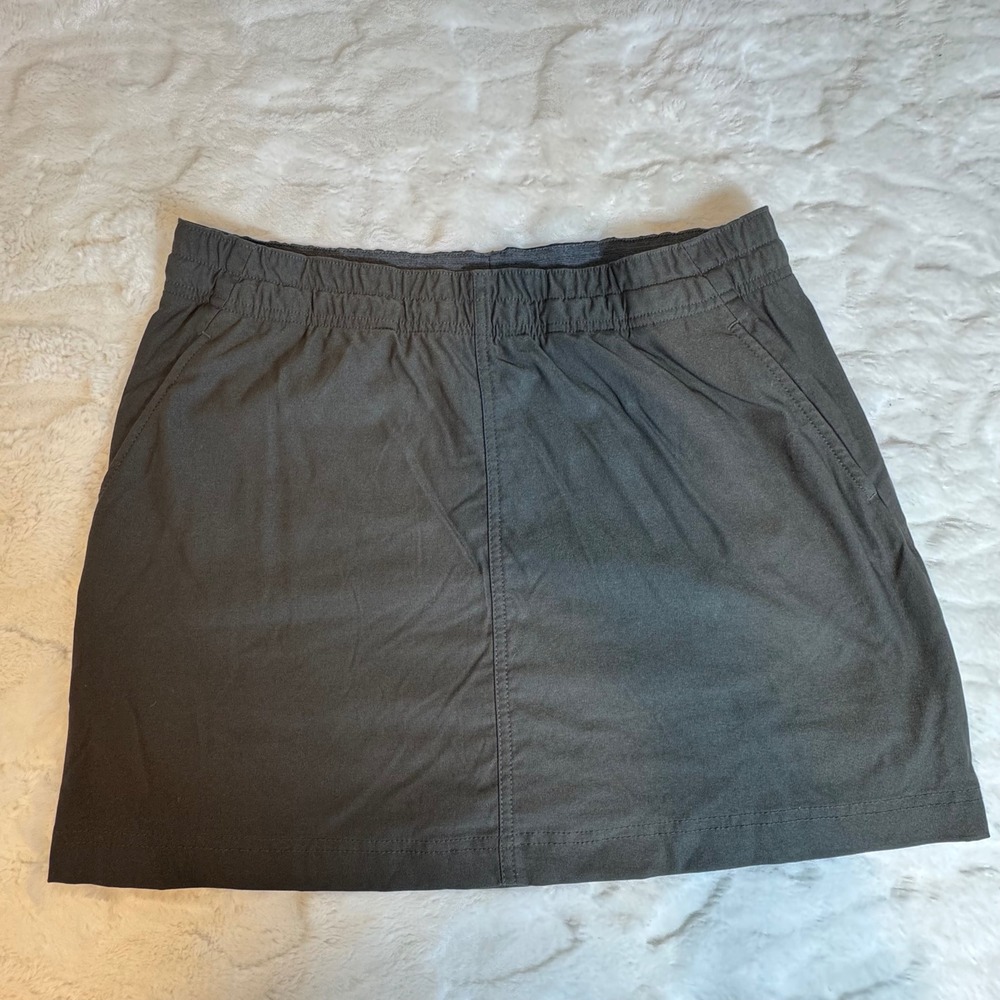 Prana Halle Skort Womens Large Charcoal Grey Hiking Athletic Skirt Drawcord